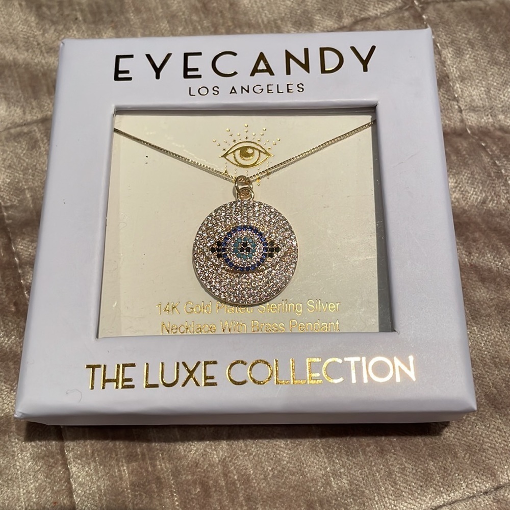 NEW! EYE CANDY Evil Eye 14kt Gold Over Sterling Silver 925